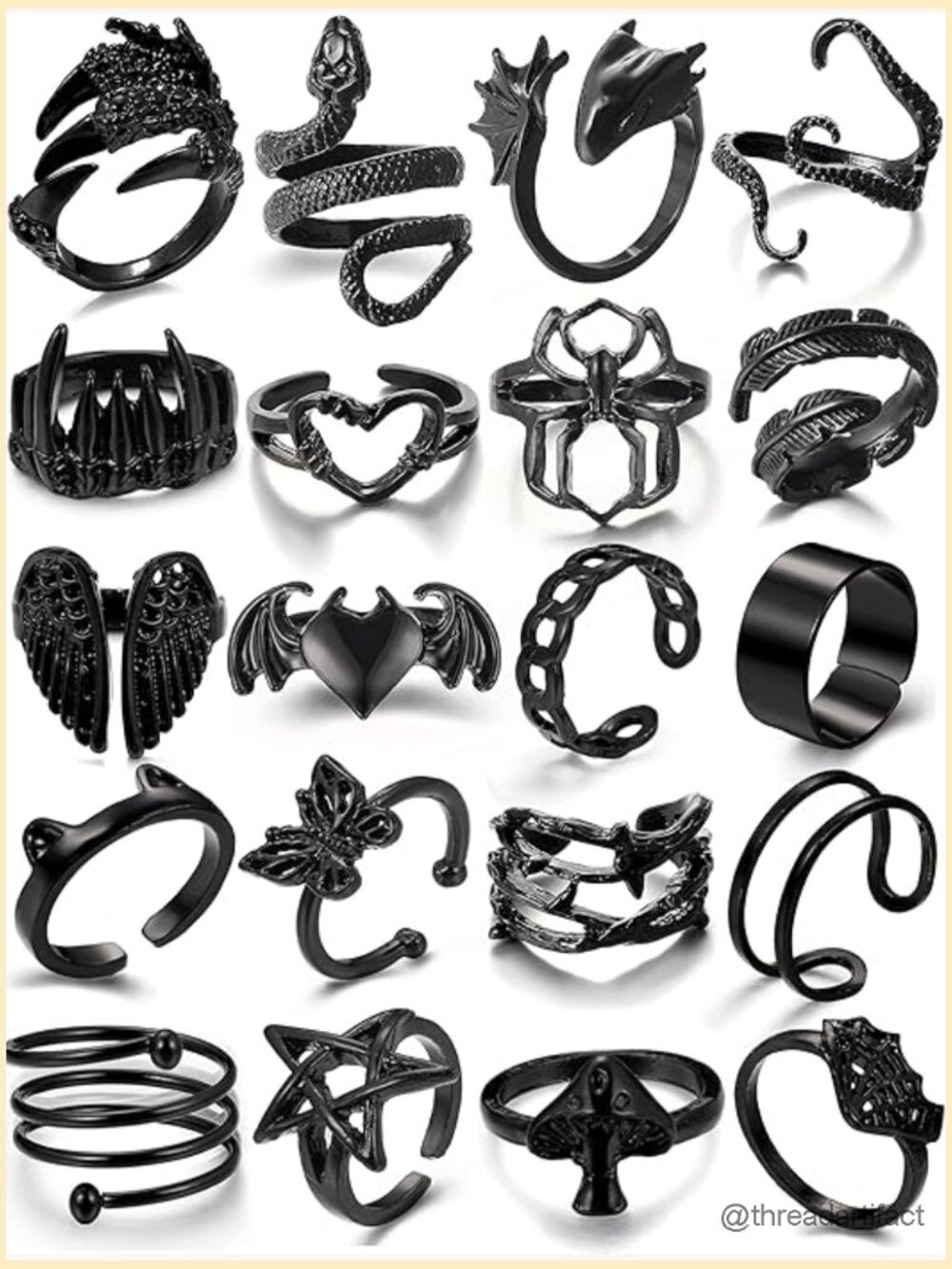 Stacking Rings Set - 20-30 PCS Gothic Punk Jewelry Snake Butterfly Star